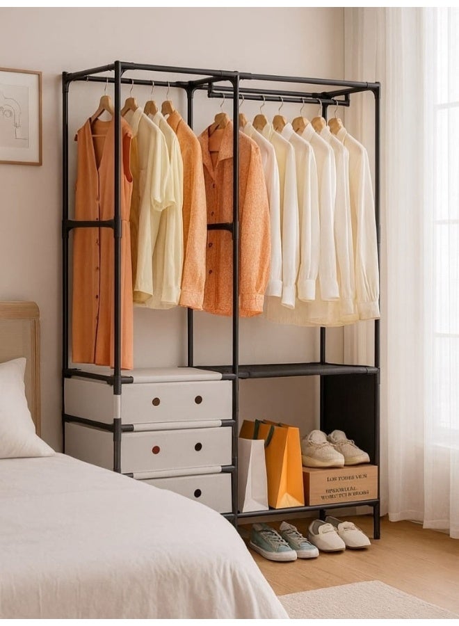 Happy Home Freestanding closet organizer, sturdy wardrobe organizer, portable clothes rack, modern open wardrobe, versatile hanging rack with shelves and storage boxes for organizing clothes and saving space, 103 x 41 x 170 cm - Image 3